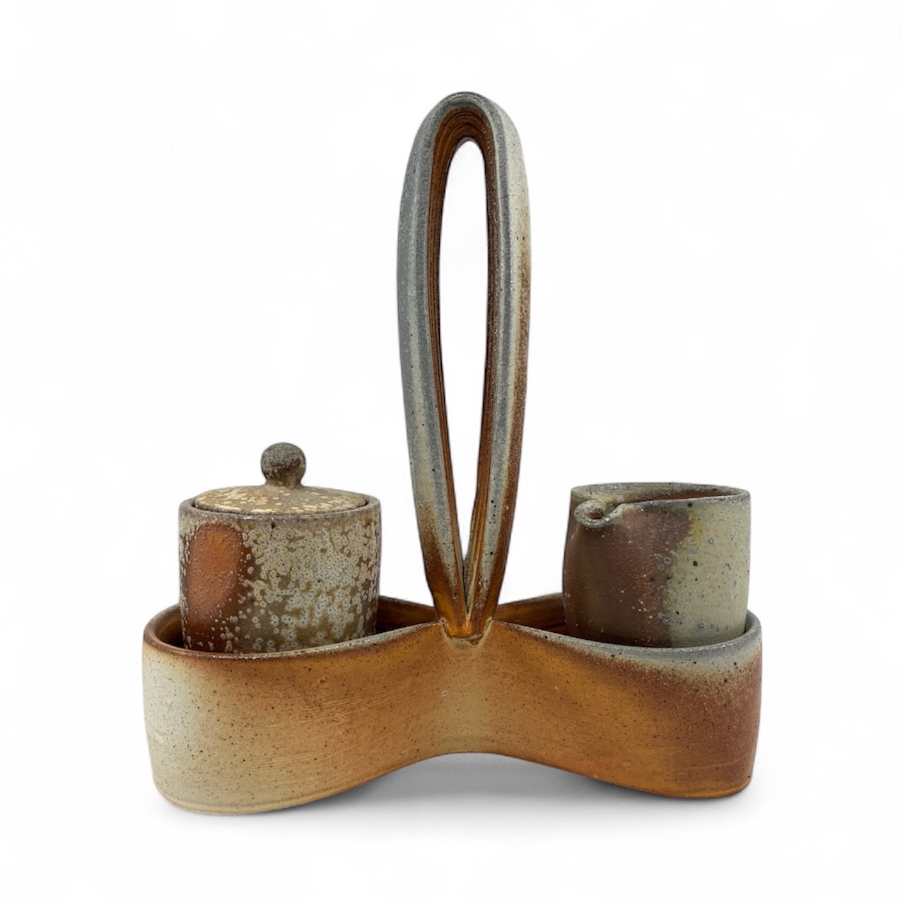 Cream & Sugar set, soda fired (3pc)