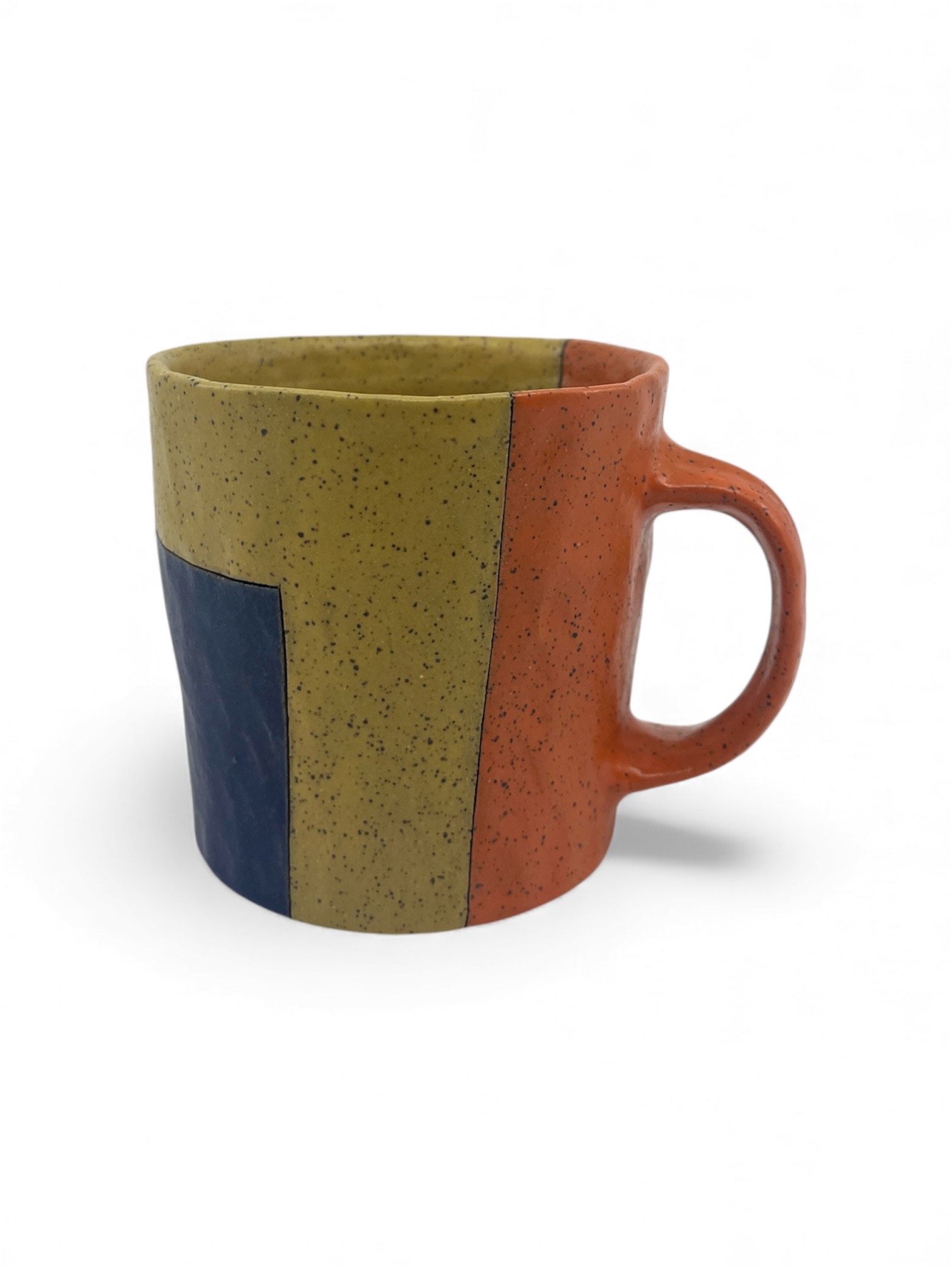 Tall Mug, orange/d.blue, yellow