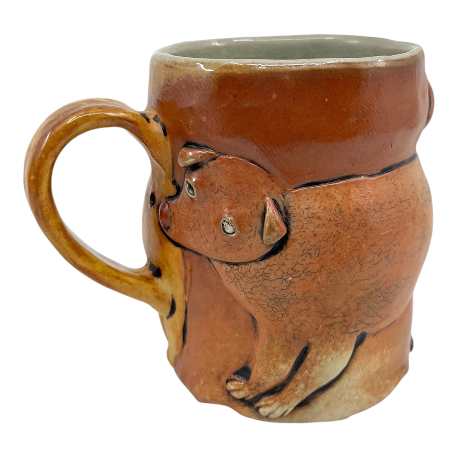 Identification mug. soda-fired stoneware