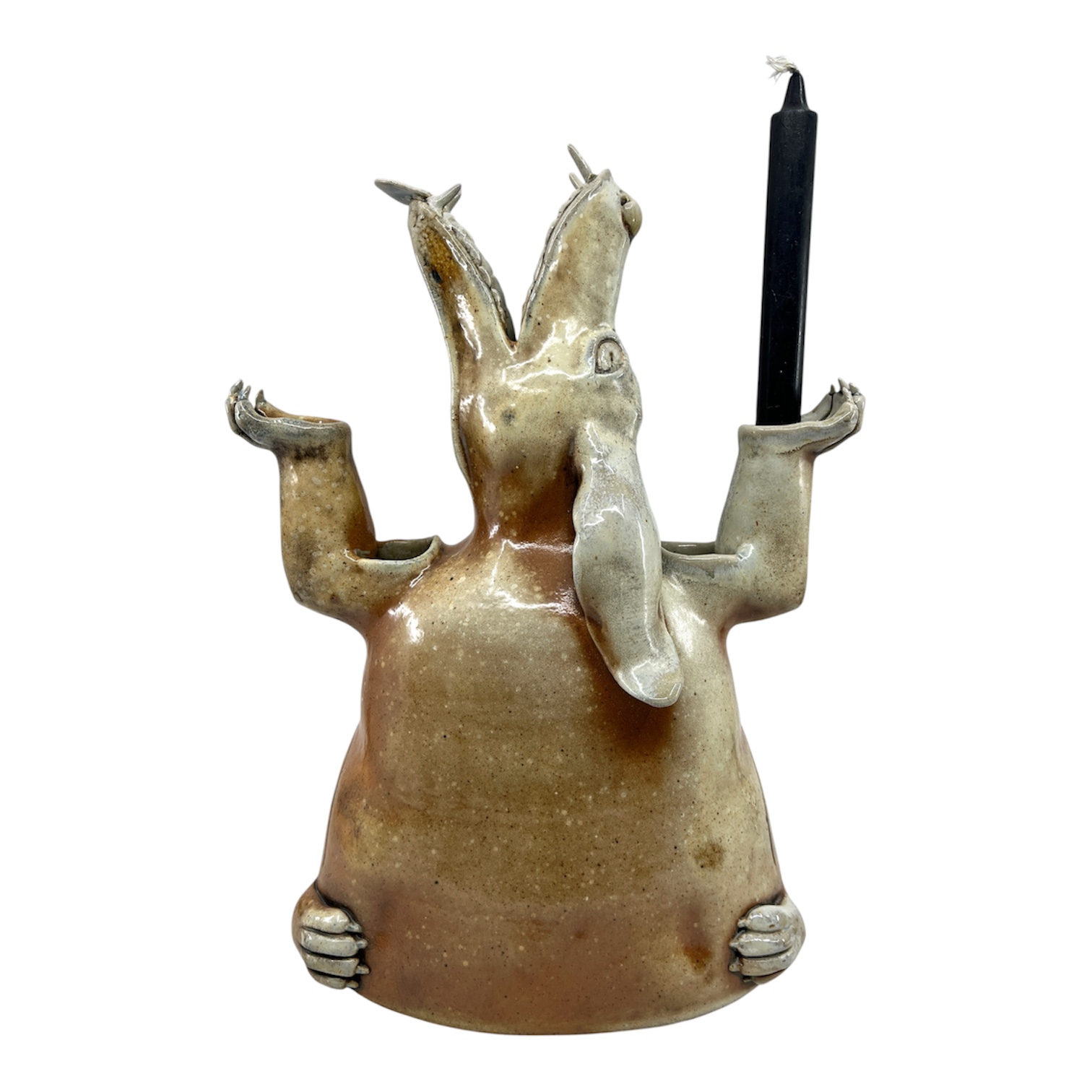 Bursting dog, soda-fired stoneware