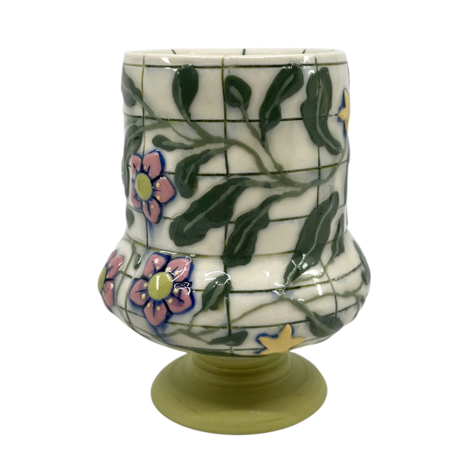 Grid & vine pedestal cup