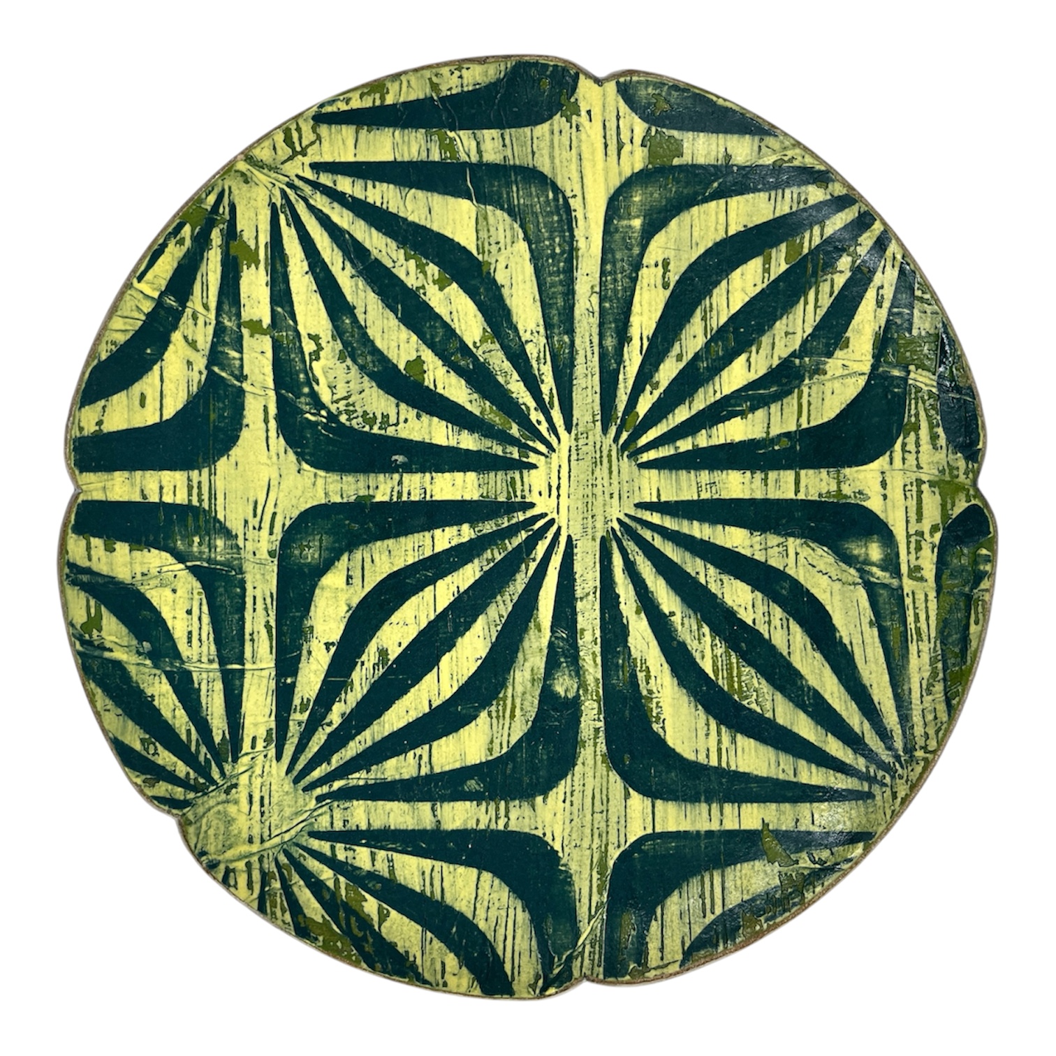 Green blue & yellow plate